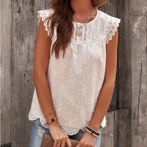 Knox Rose White Eyelet Blouse